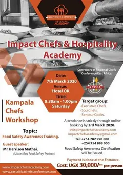 Impact Chefs and Hospitality Academy Food Safety Awareness Certification Training 2020 - Easy Price Book Uganda